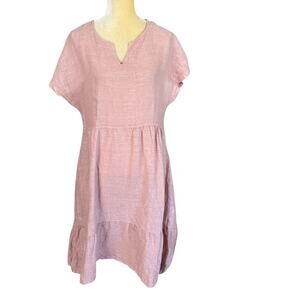 Francesca Bettini Pink Linen Midi Dress Size Medium Made in Italy Pockets